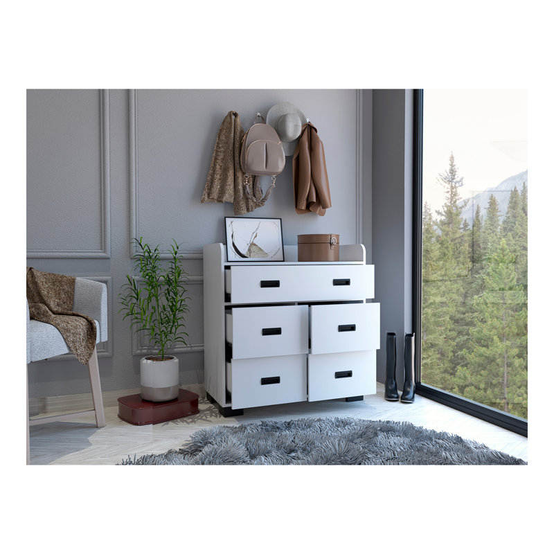 Commode 5 tiroirs Edgemont - blanc