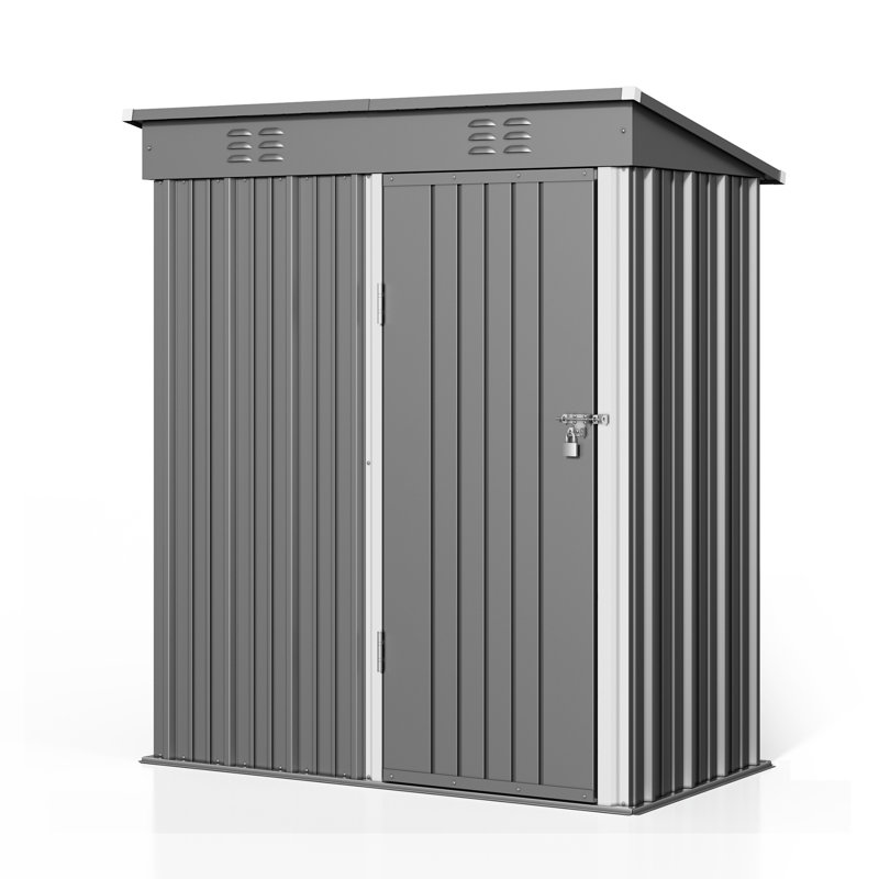 5 ft. W x 3 ft. D Metal Vertical Storage Shed, Gray