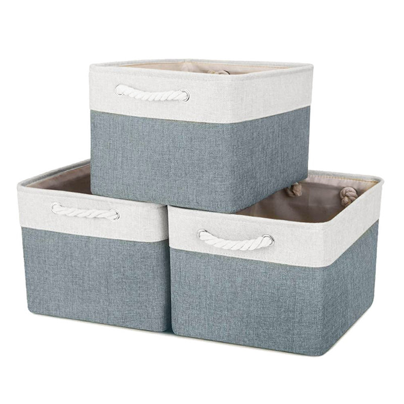 Naomi Decorative Basket, 20 cm H x 41 cm W x 31 cm D, Cold Grey/White