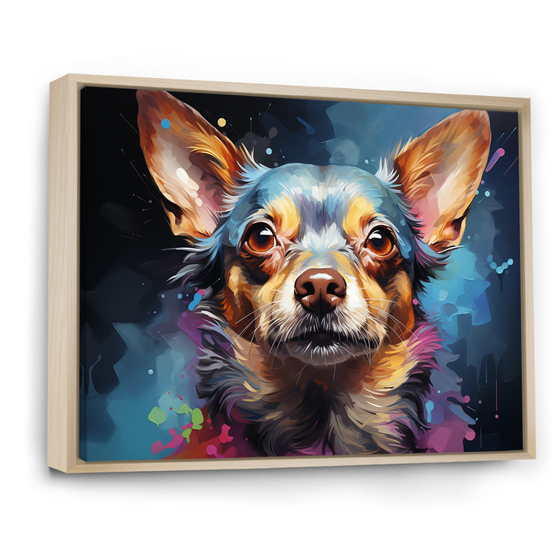Chihuahua chic - décoration murale chien, L 32 po x H 24 po x P 1 po, Cadre naturel flottant
