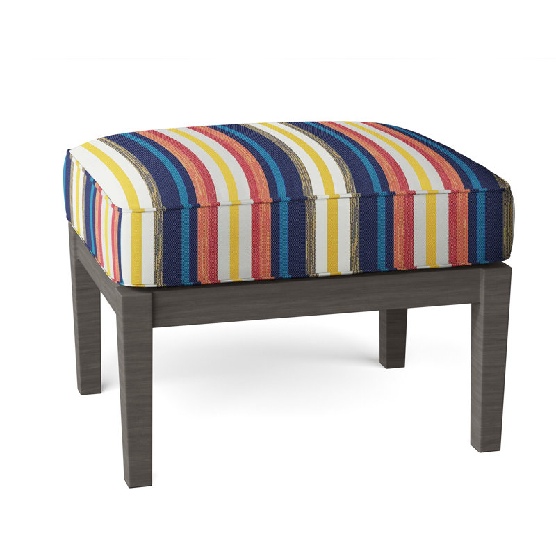 Lattice Outdoor Ottoman with Cushion, Welt, Verona Silver