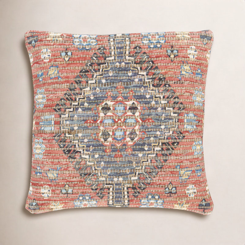 Coussin décoratif carré en mélange de coton / jute / polyester / polyester Vince, Housse de coussin seulement - sans coussin