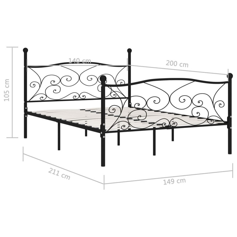 Andreas Solid Wood Bed, black, European Double (140 x 200cm)
