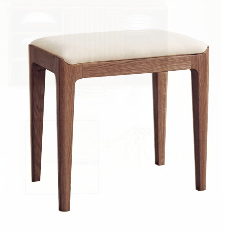 Tabouret de coiffeuse en bois massif de chêne rouge, Brun