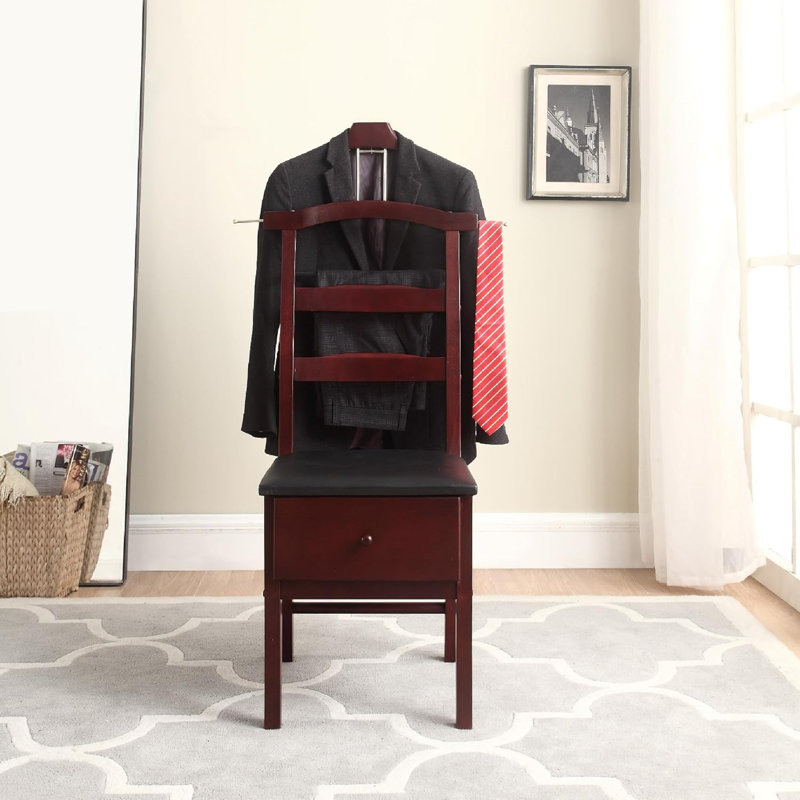 Solid Wood Freestanding Valet Stand, Mahogany