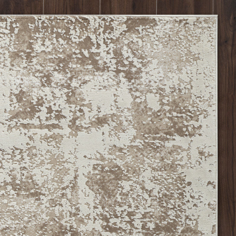 Tapis abstrait Haldon, Beige/Brown, Rectangle 6 pi 6 po x 9 pi 6 po