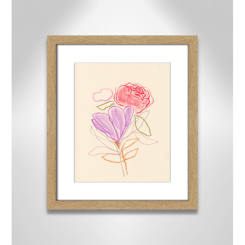 «Simple Floral III» par Bea Dina, Papier avec cadre naturel naturel, Blanc, H 15 po x l 13 po x P 1,25 po