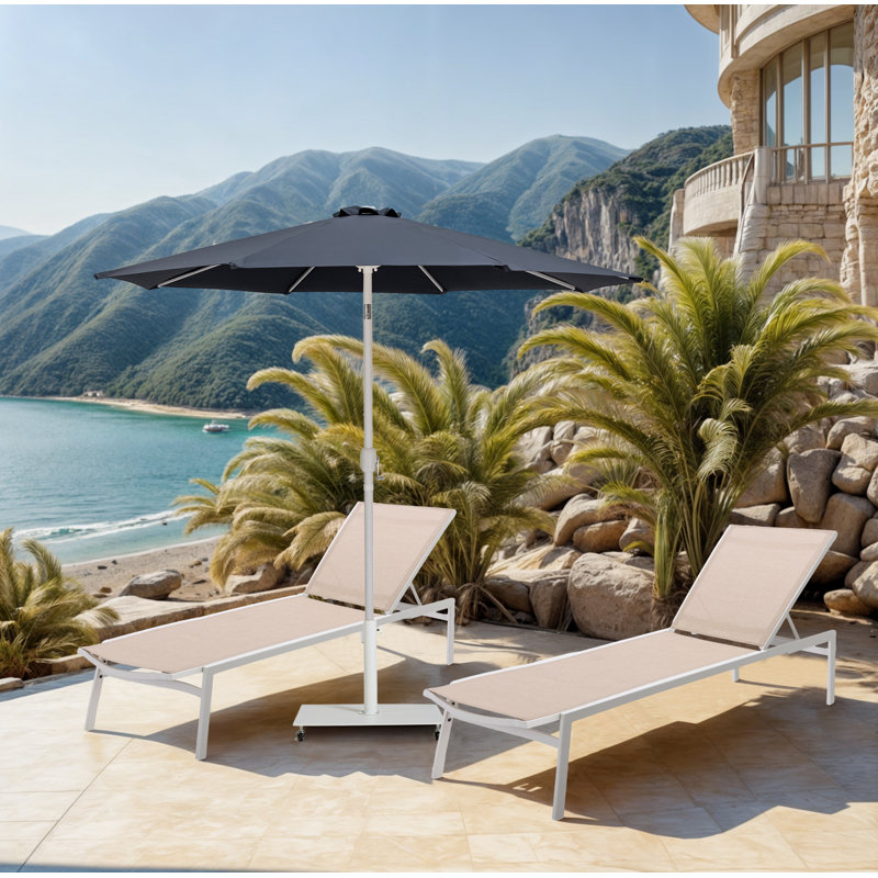 Parasols de patio en tissu Chavelle, Blanc, Gris