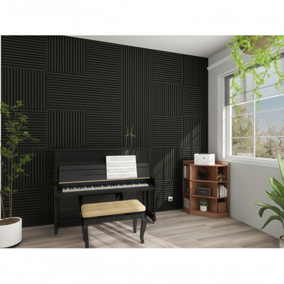4 panneaux muraux en bois acoustique 23,62 po x 23,62 po, panneaux muraux 3D insonorisés, auto-adhésif (15,5 pieds carrés / caisse). Walunt 