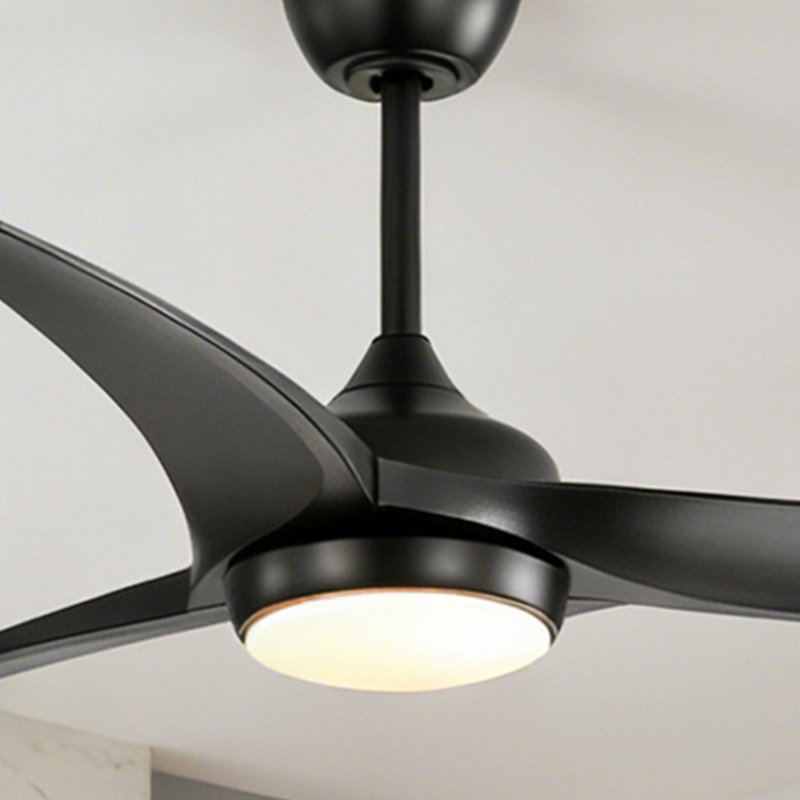 Ventilateur de plafond 52 po à 3 pales avec lumière DEL, télécommande 52 po, Noir, Noir