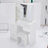 37" Middle Size Left Bedside Cabinet Vanity Table + Cushioned Stool, Extra Large Right sliding mirror, Multi Layer High Capacity Storage, Practical Fashionable Dresser, Suitable For Large Space-1474054929