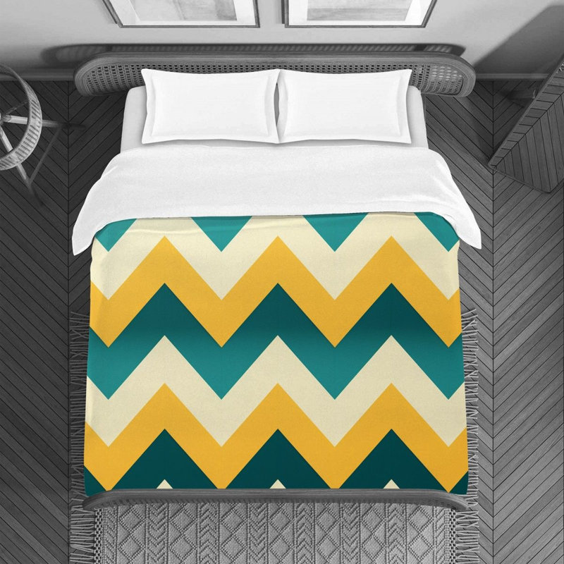 Housse de couette Jozephine, Housse de couette pour grand lit, Vert / Jaune