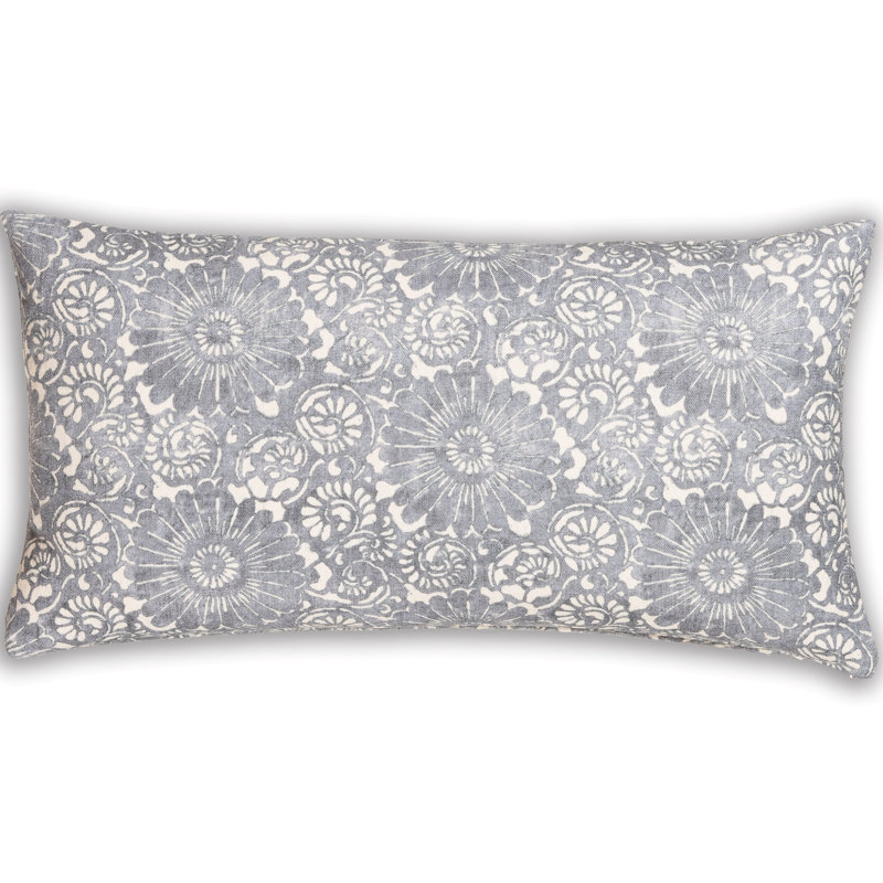 Oreiller en plumes Skywalk, Polyester, Rectangle H 14 po x l 36 po, Encre florale