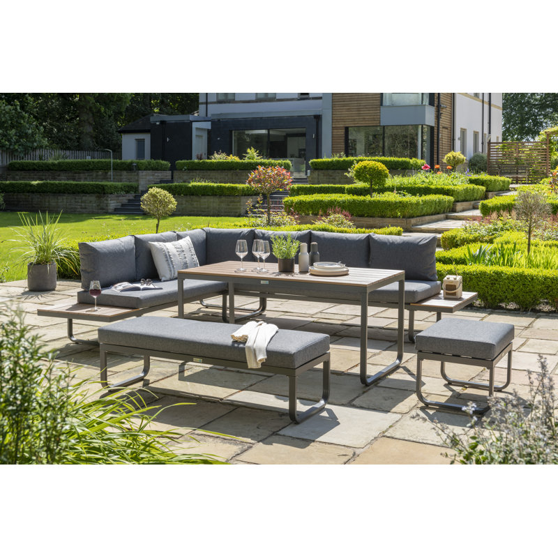 Nabi - Billingford Corner Set with Cushions and Footrests, 43cm H x 73cm L x 73cm D