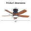 Ventilateur de plafond noir mat 42 pouces avec lumière DEL et moteur à courant continu réversible à 6 vitesses pour le salon de la chambre à coucher