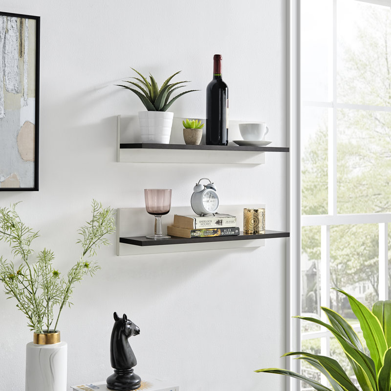 Tablette murale Tilden, Blanc / Noyer foncé