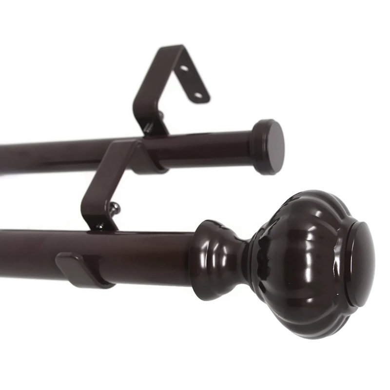 Tringle à rideaux double réglable, Acier brossé, H 1 po x l 84 po x P 1 po