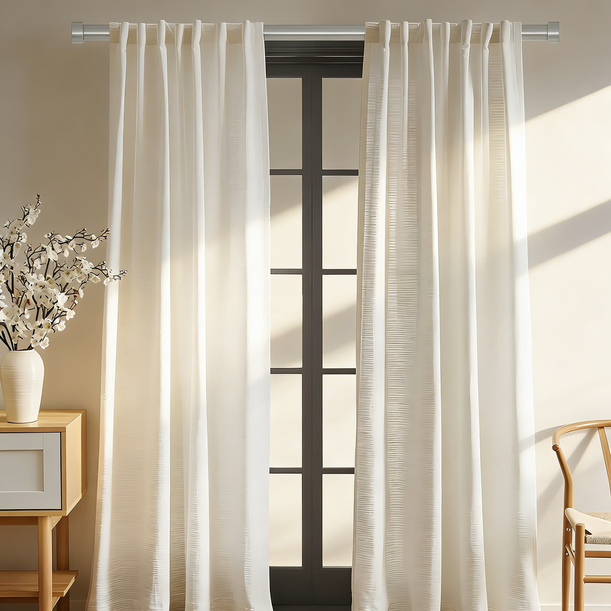 Latitude Run® Heavy Duty Adjustable Curtain Rod Set - 1 Inch Diameter ...