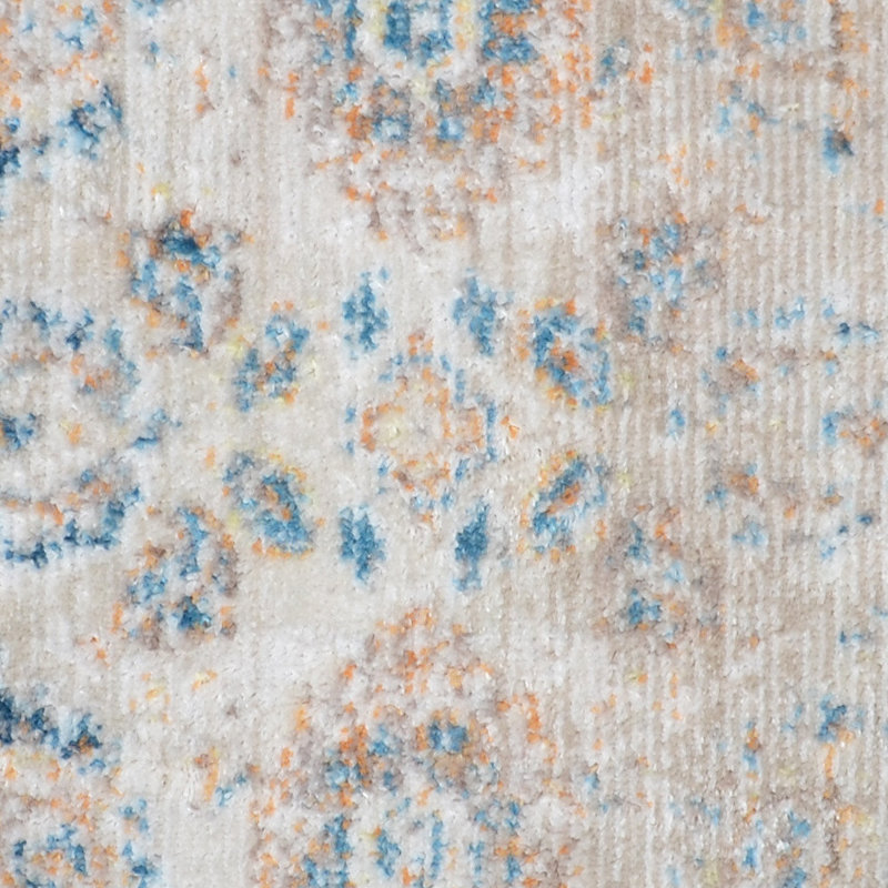 Crayton Machine Made Polyester Area Rugs - Runner, Ivory Color, Classic Oriental Traditional Design, Low Pile Machine Made Area Rugs for Living Room, Bed Room