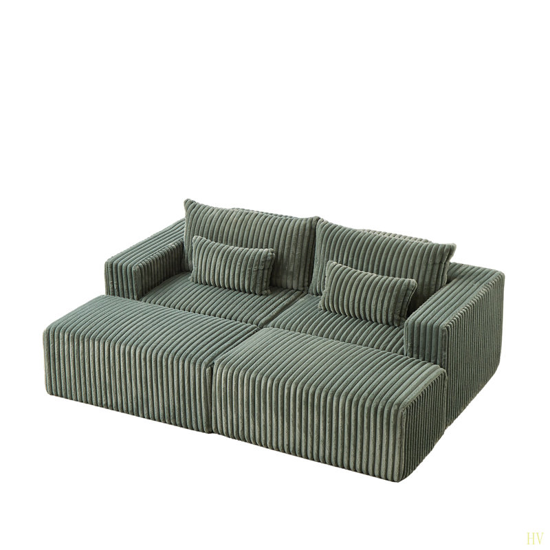 Boneless Oversized Sectional Lounge Chaise,No Assembly Required,Cloud Plush Loveseat With Two Removable Footstool,Fluffy Modern Sleeper Chair For Indoor Living Room Bedroom