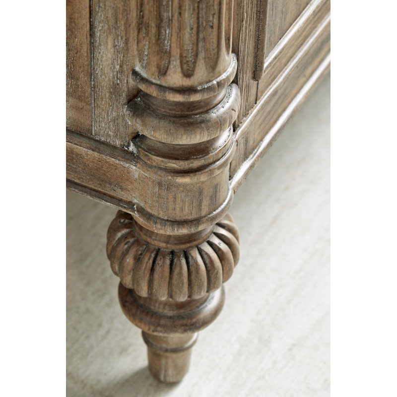 Architrave Neoclassical 74.75'' Almond Pine Sideboard with Black Marble Top