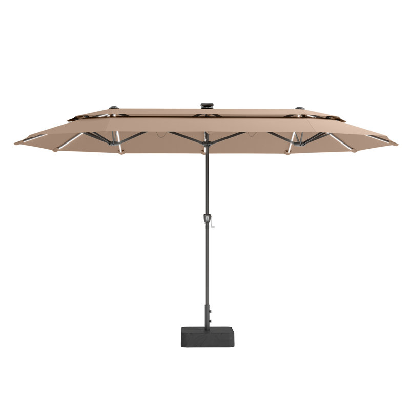 Rectangular Lighted Market Parasol, 198.1cm W x 396.2cm D, Beige