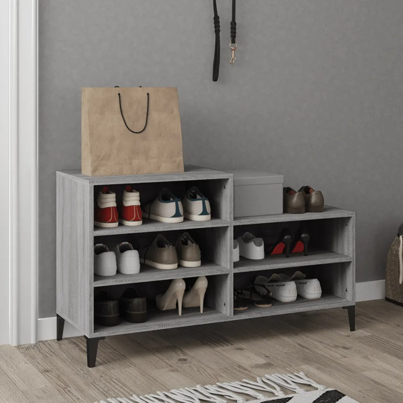 10 Pair Shoe Storage Cabinet, Grey Sonoma