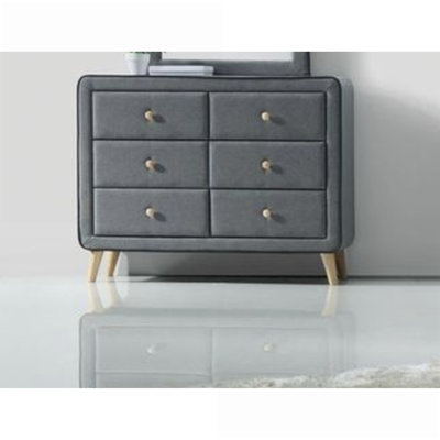 Dressers, Modern Light Gray Fabric 6-Drawer Dresser | Light Gray | Fabric