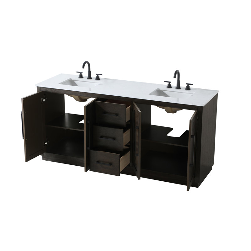 Meuble-lavabo double 72 po, Chêne chocolat, 72"