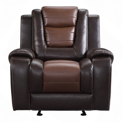 Luxury Chair Glider Reclining 1Pc Formal Living Room Furniture Premium Faux Leather Upholstery Comfortable Two-Tone Finish