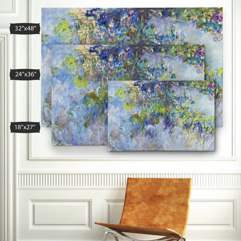 «Wisteria» par Claude Monet, reproduction, H 18 po x l 27 po, Toile tendue, Sans cadre