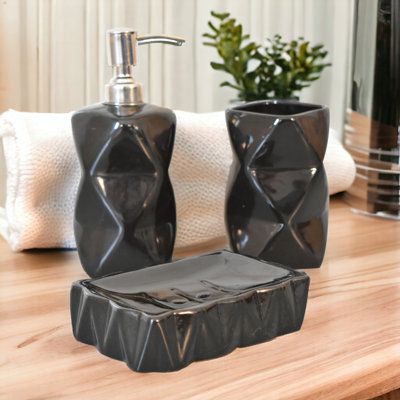 Sindri Black Bathroom Set Of 3