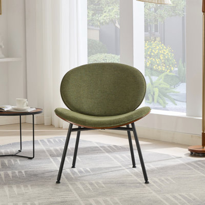 Chaise en tissu avec noyer. Design Mid-Century moderne, assise confortable, convient à divers thèmes. Cadre en noyer Sw1871gn. Apparence, assise, ajustement.