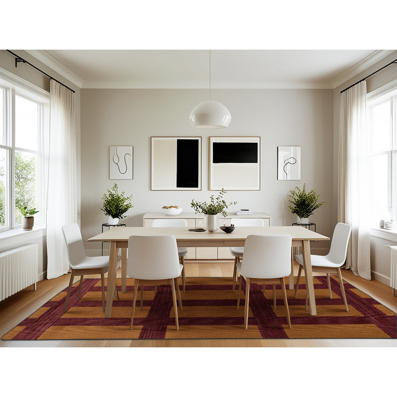 Machine Washable Trellis Red Area Rug, Rectangle 7' x 10'