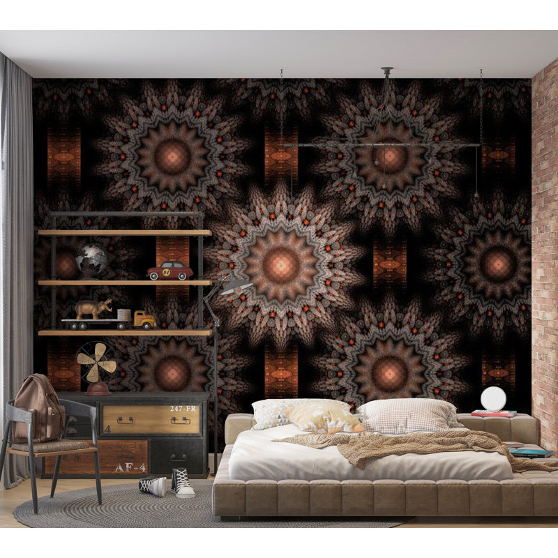Non-Pasted Geometric Wall Mural, 121" L x 157" W