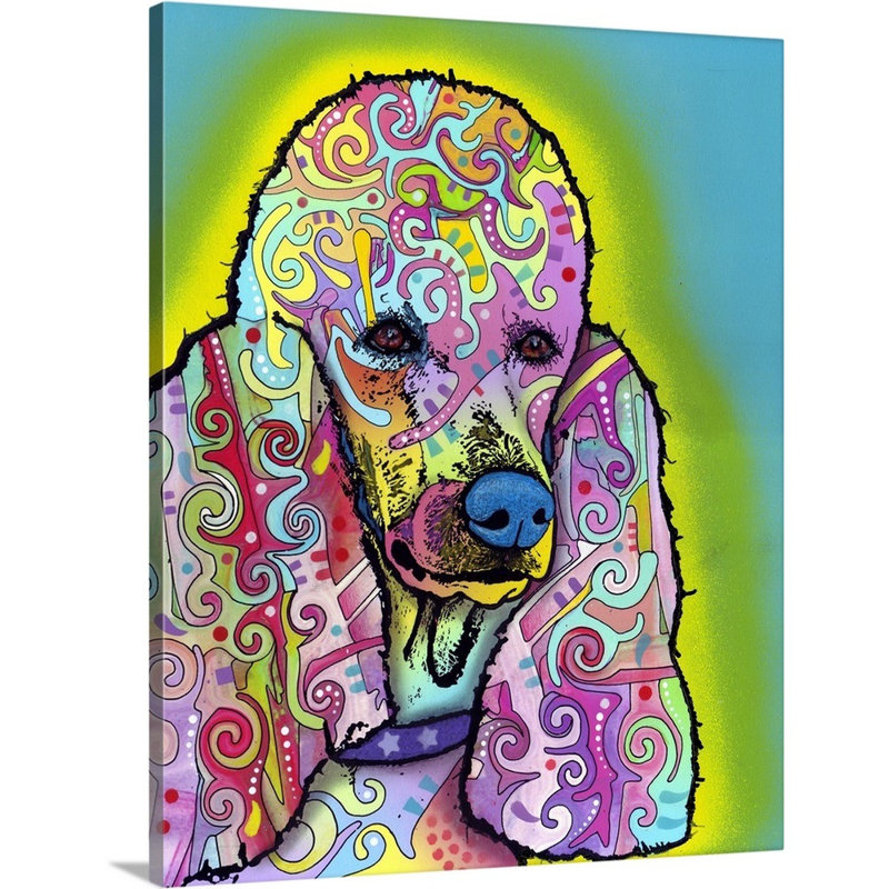 « caniche », reproduction sur toile, H 14 po x l 11 po x P 1,25 po