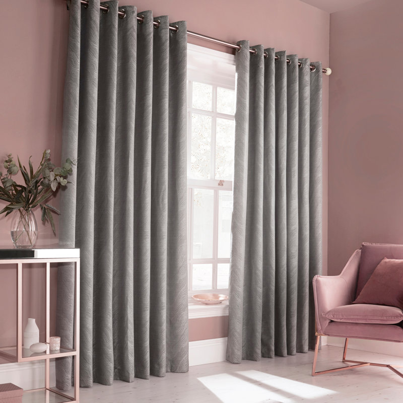 Edison Eyelet Room Darkening Curtain, 117 W x 137 D cm, Navy