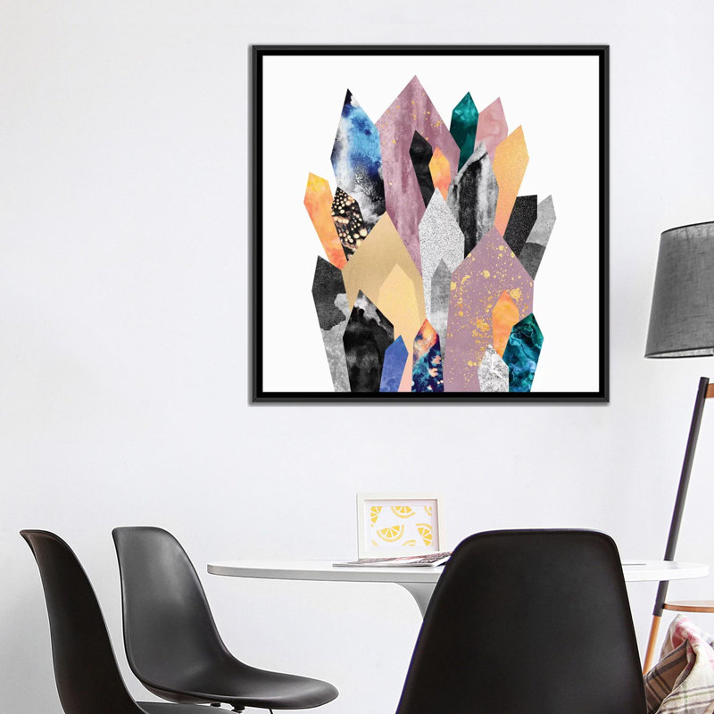Crystals, impression sur toile tendue, H 37 po x l 37 po x P 1,5 po, Toile avec cadre noir, Pas de tapis