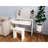 One Drawer Dresser Vanity Table With Adjustable Mirror, Storage For Makeup Items, Matching Stool, Compact Size, Ancient White Finish, Particle Board + , 66.14 Lb Weight Mirror Drawer, Spacious