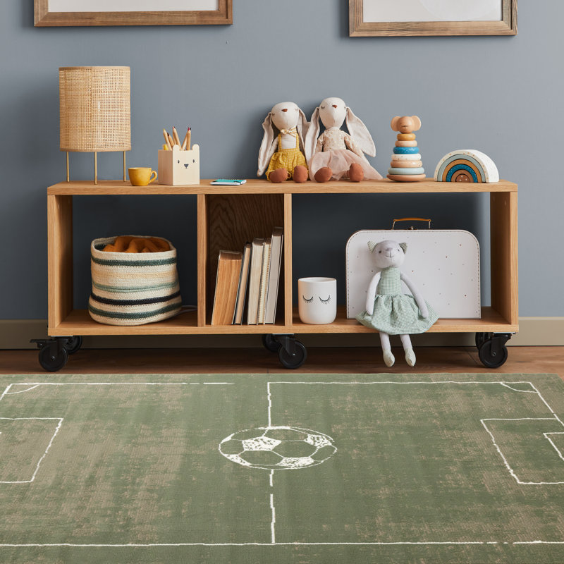 Green Indoor Soccer Field Area Rug, 5'3" x 7'5"