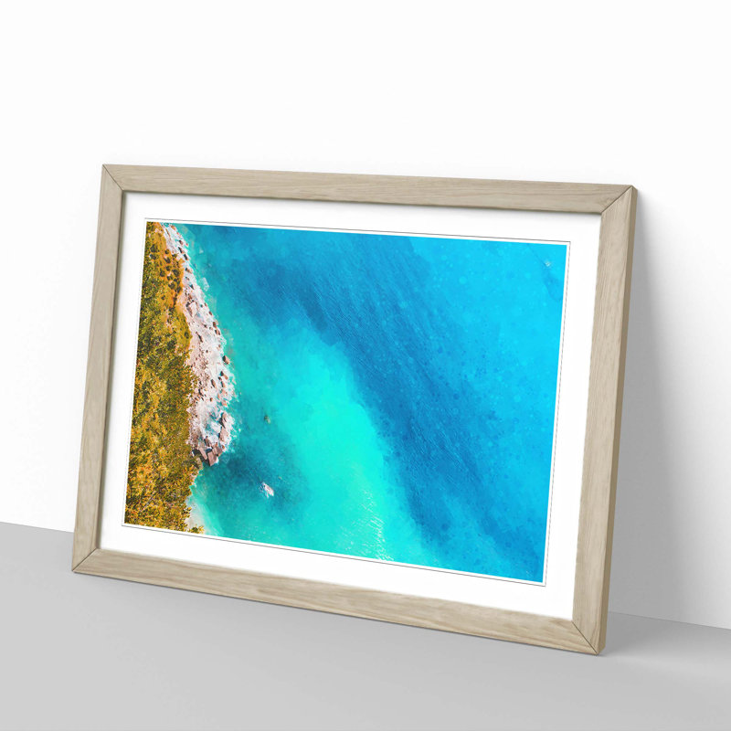 Coast of Cinque Terre in Italy - Picture Frame Graphic Art Print, 48cm H x 65cm W x 2cm D, Oak Framed
