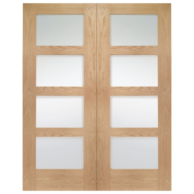 Internal Glazed Oak Shaker Door Pair, 1981mm H x 116mm W x 40mm D