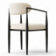 Chaises de salle à manger modernes en chenille à dossier ouvert avec accoudoirs et structure en métal-1018585461