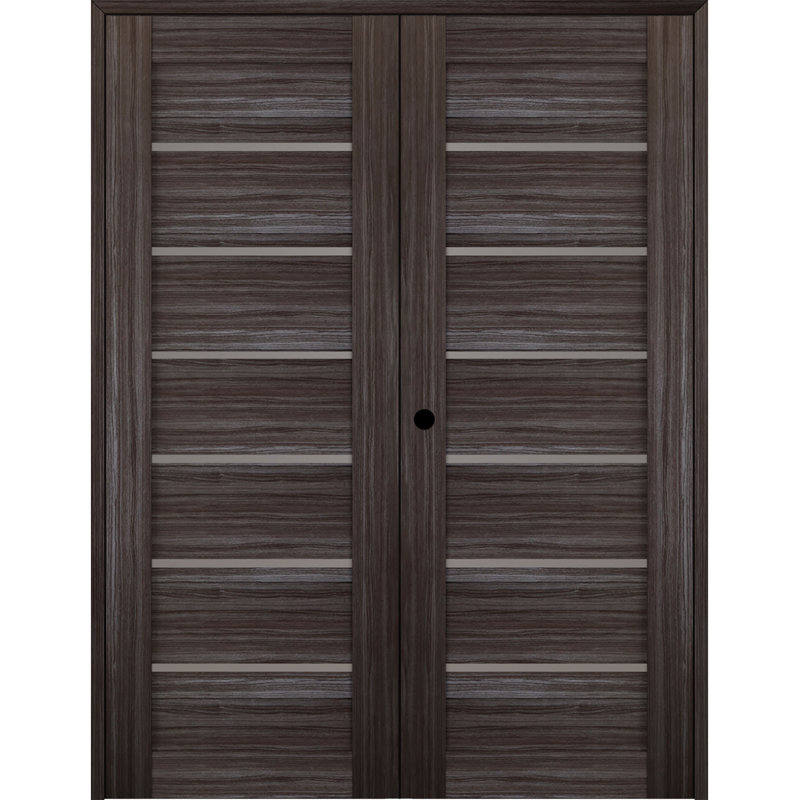 Porte française Alba, Chêne gris, 35,5 po x 79,37 po, Réversible