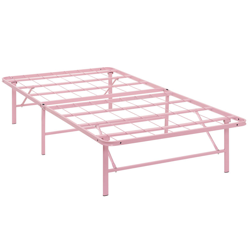 Modway Horizon Stainless Steel Bed Frame, Twin, Pink