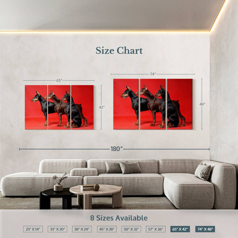 Brampt Doberman Trio, 42" H x 65" W