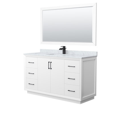 60'' Single Bathroom Vanity with Genuine Marble Top