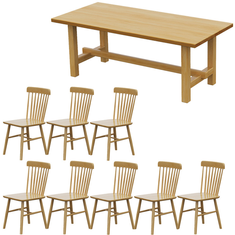 Ensemble de table de salle à manger en bois massif de style nordique, H 29,5 po x L 78,7 po x l 31,4 po