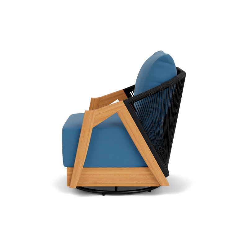 Alpine Outdoor Teak Swivel Lounge Chair, Bamboo Bay Sky