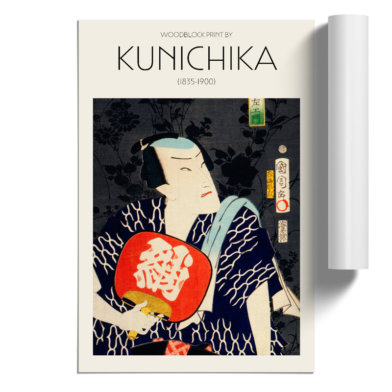Man with a Fan Print by Toyohara Kunichika - Frameless Print, 42cm H x 30cm W x 0.1cm D